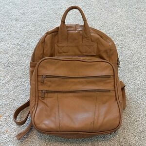 Vintage Talon Leather Backpack Unisex Tan Unlined 90s Travel Academia‎